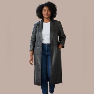 Women's Vintage General Clothing Company Women’s Black Long leather Trench Coat